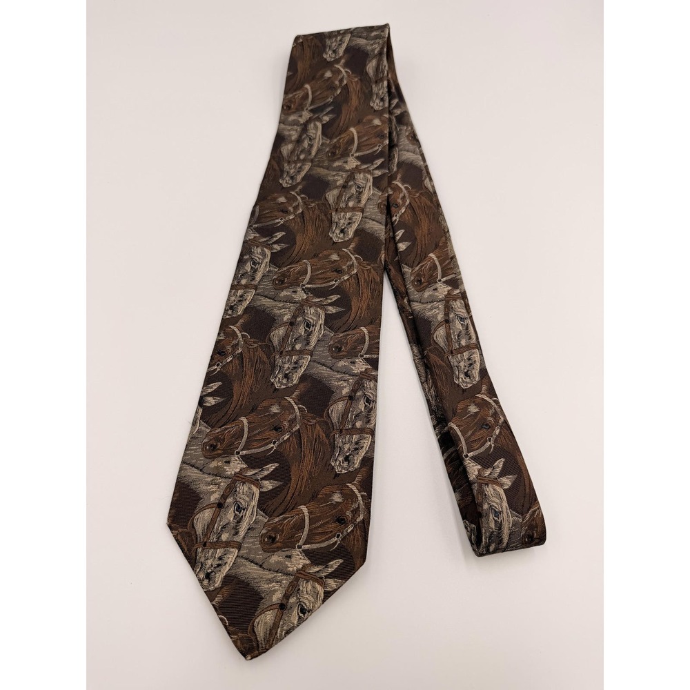 Vintage POLO by RALPH LAUREN 100% Silk Horse Tie 60" long